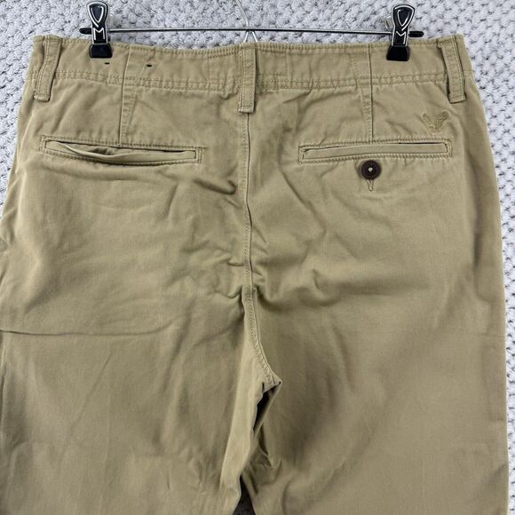 American Eagle Pants Men 32 (34X27) Khaki Beige The Original Boot Mid Rise - Picture 8 of 16